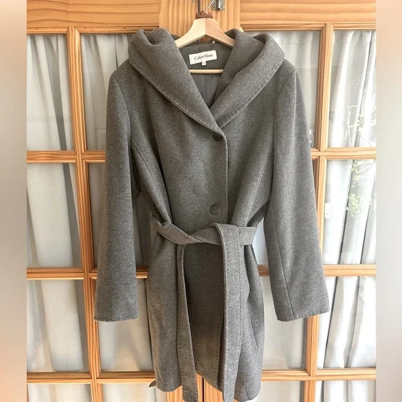 Calvin Klein Gray Peacoat with Hood size 14 - Picture 1 of 7